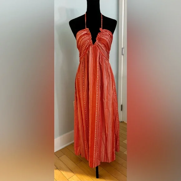 Dresses | Burnt Orangered W White Cute Midi Dress | Poshmark